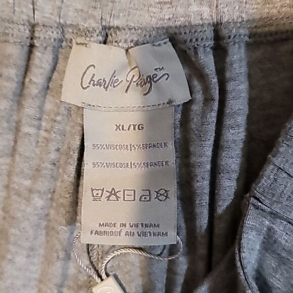 NEW NWT Charlie Paige Heather Grey Shea Tulip Pants With Tie Waistband Size XL - Picture 4 of 8